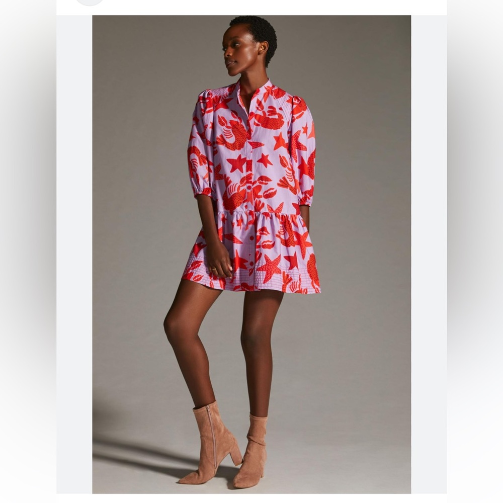 Farm rio Red Lobster Sky Mini Dress NWT medium